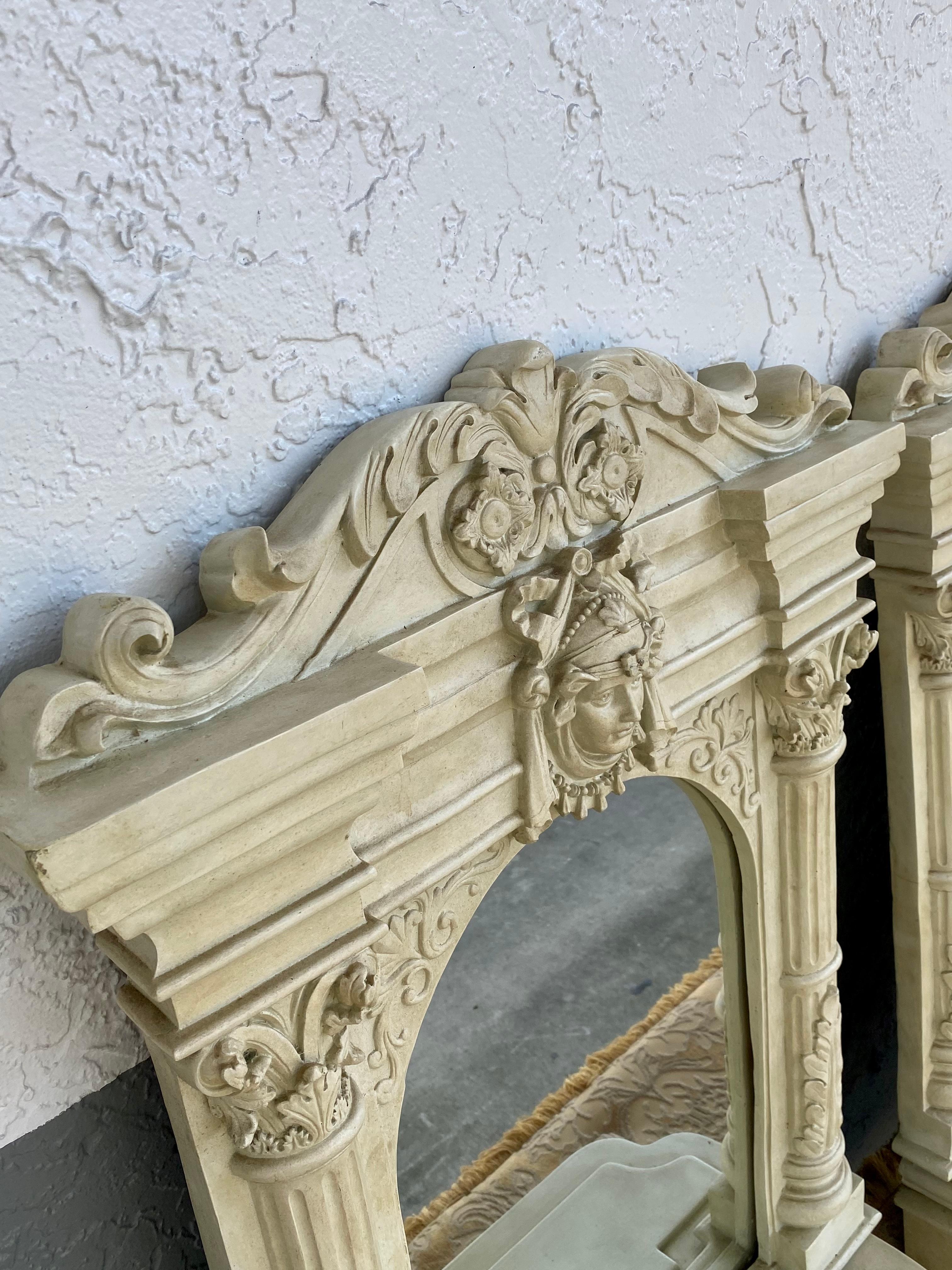 1970s Gilt Carved Resin Sculptural Wall Mirrors, Set of 2 For Sale 1