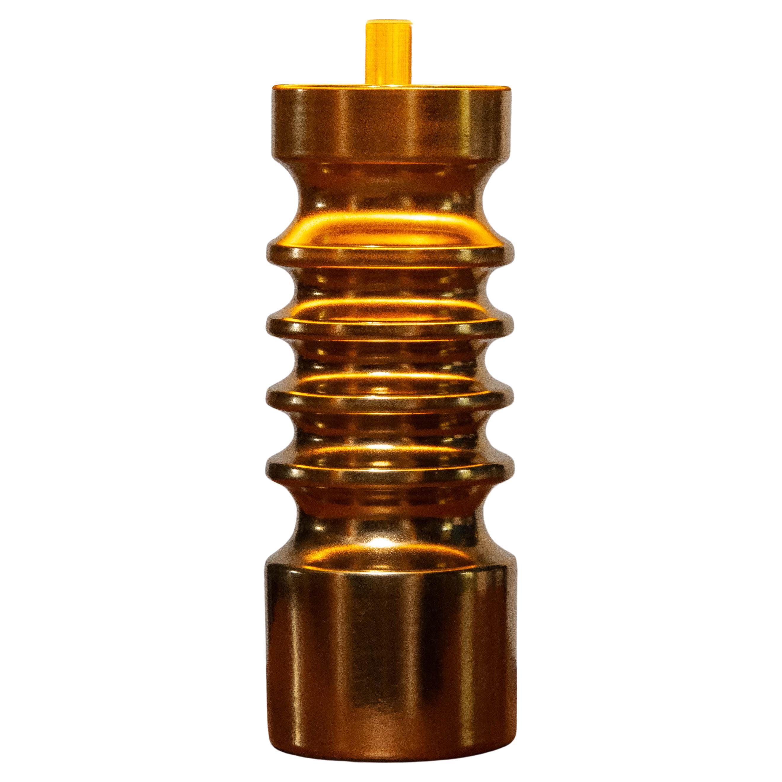 1970s Gilt Ceramic Table Lamp in Brutalist Style by Dümler and Breiden Germany