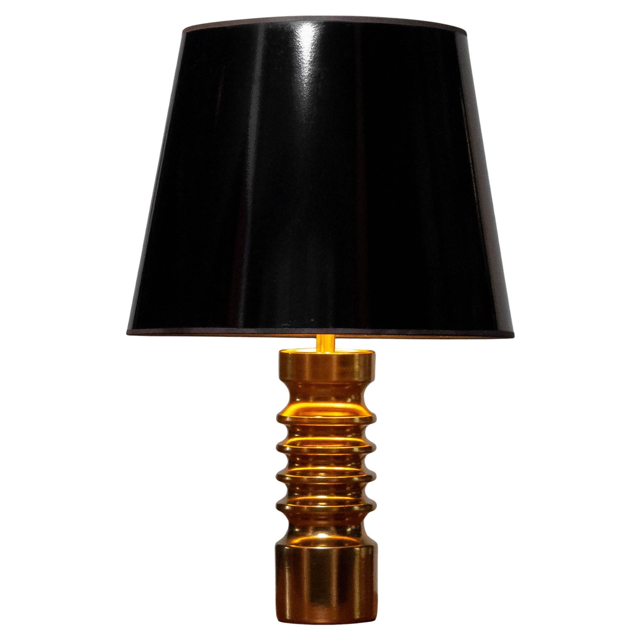 1970s Gilt Ceramic Table Lamp in Brutalist Style by Dümler and Breiden Germany For Sale