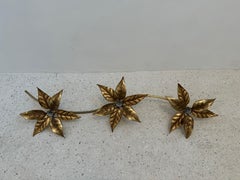 Lámpara de pared Floral Dorada de los años 70, Willy Daro, Bélgica