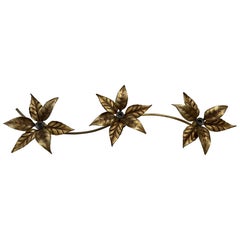 1970s Gilt Floral Wall Lamp by Willy Daro, Belgium