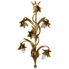 1970's Gilt Lily Wall Sconce