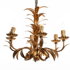1970s Gilt Metal Chandelier by Hans Kögl