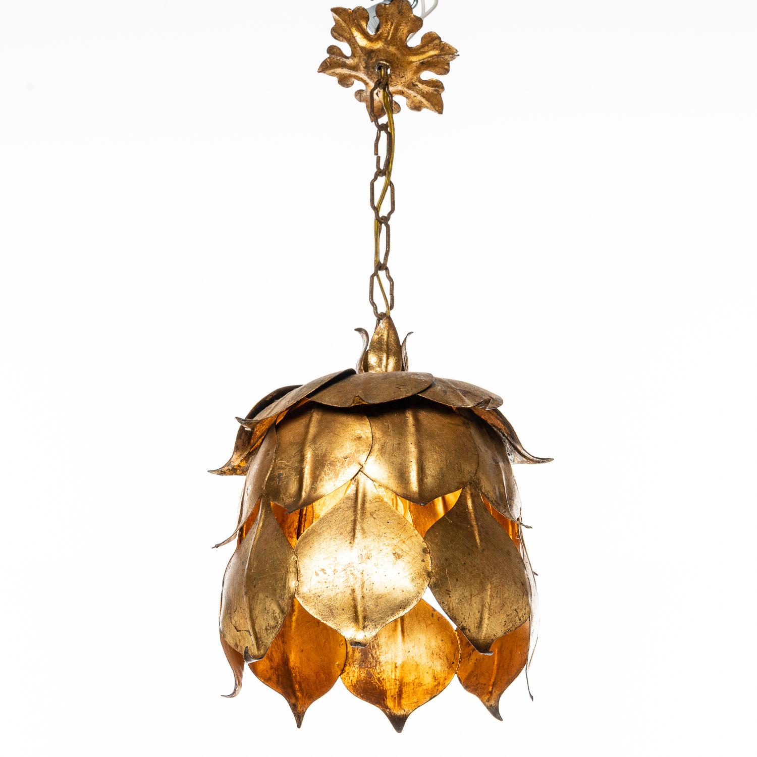 20th Century 1970s, Gilt Metal Flush Mount in the Style of Hans Kögl For Sale