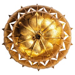 1970s Gilt Metal Flush Mount in the style of Hans Kögl