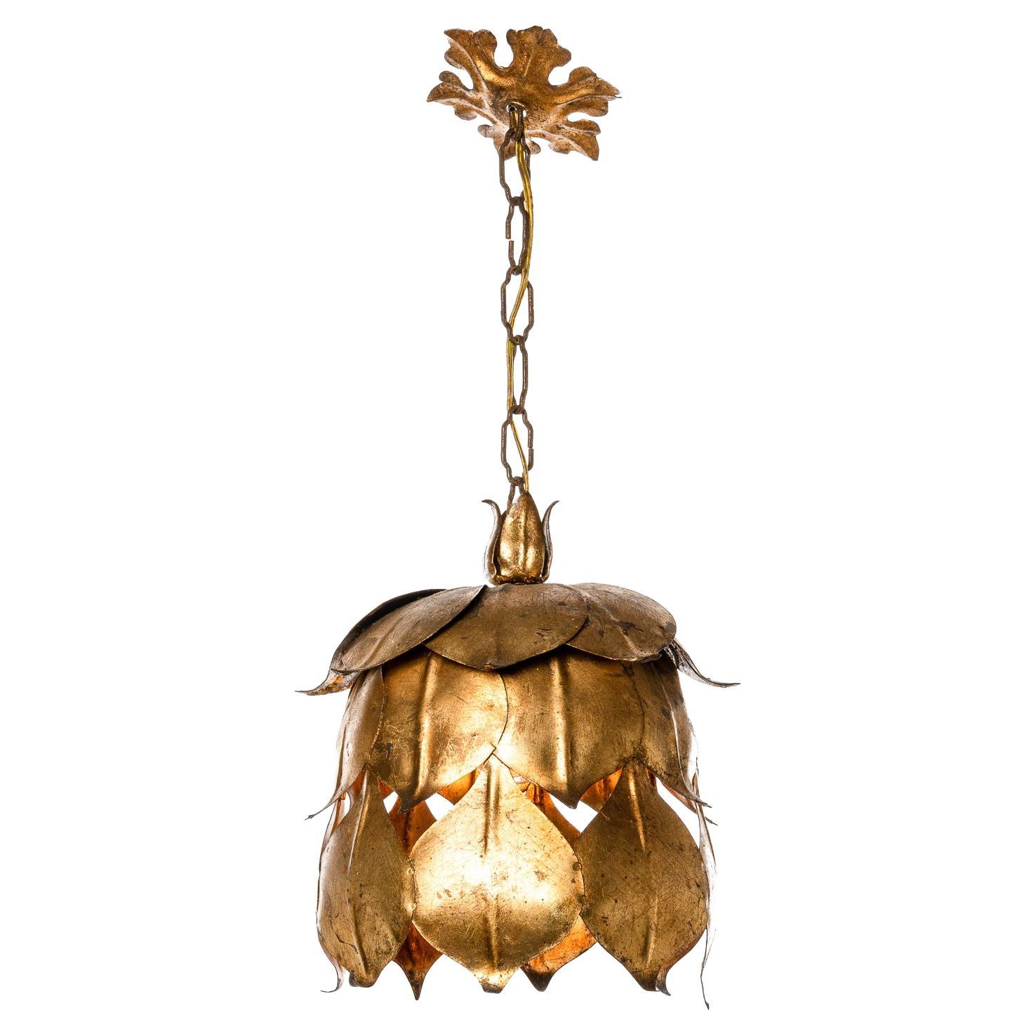 1970s, Gilt Metal Flush Mount in the Style of Hans Kögl