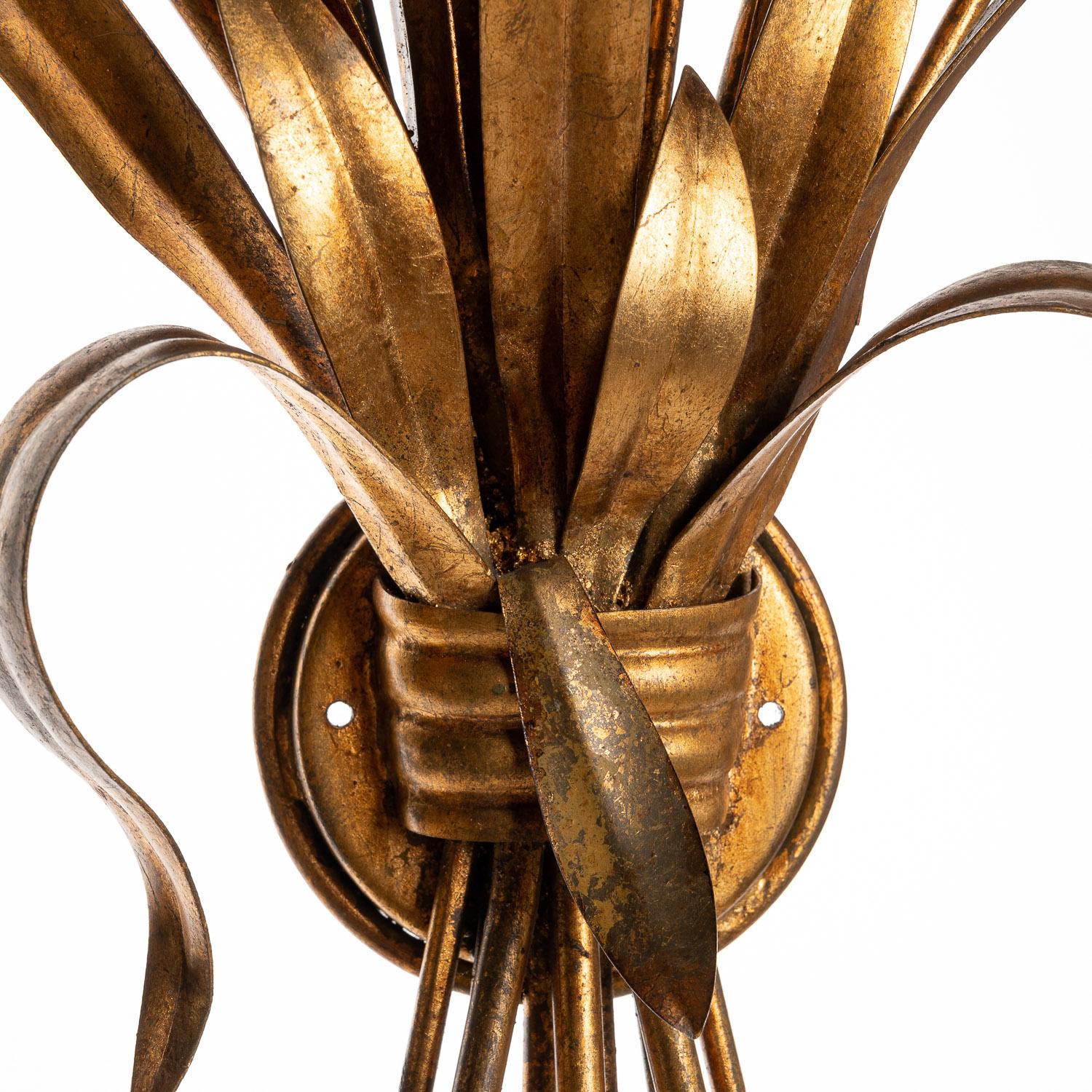 20th Century 1970s Gilt Metal Wall Light Attributed to Hans Kögl For Sale