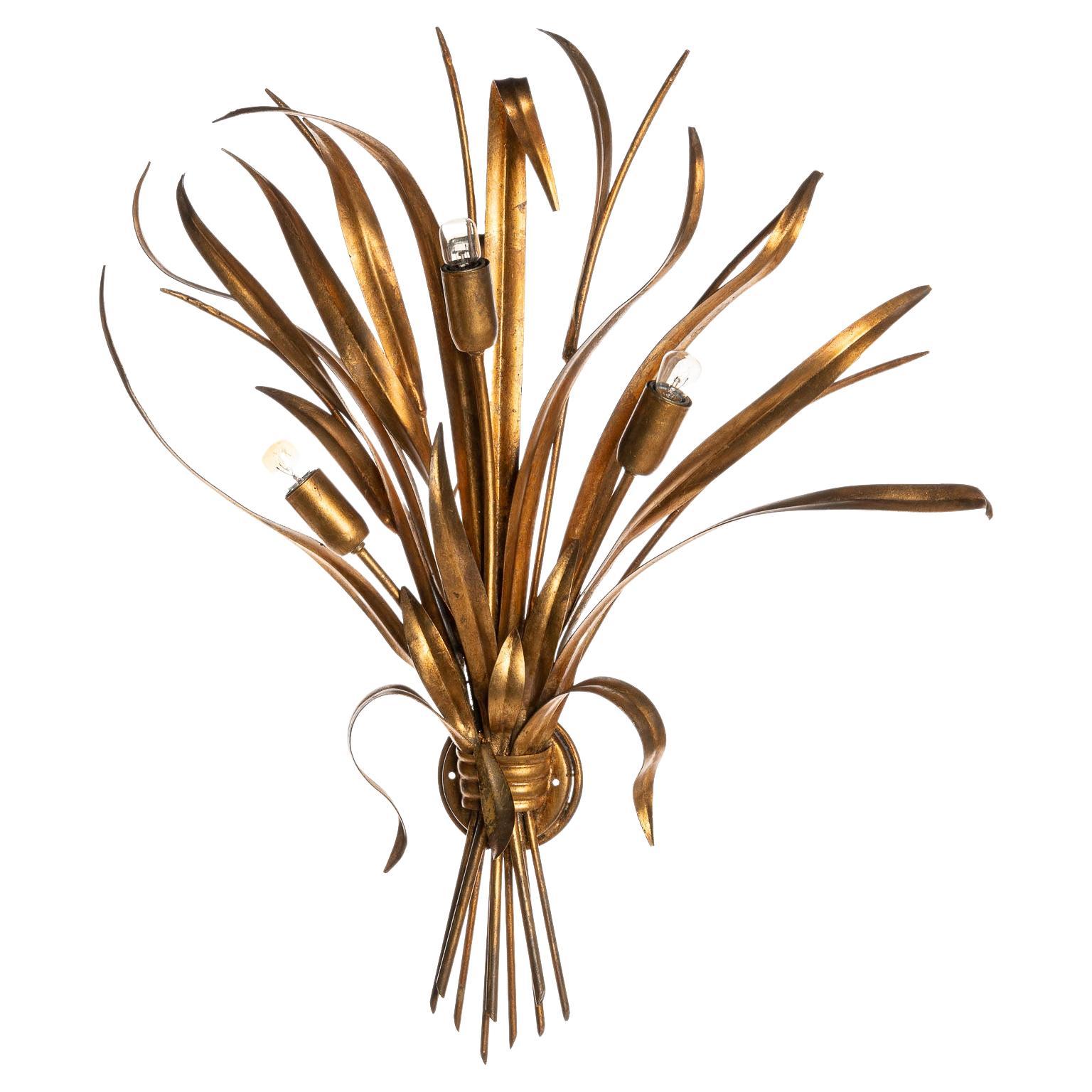 1970s Gilt Metal Wall Light Attributed to Hans Kögl