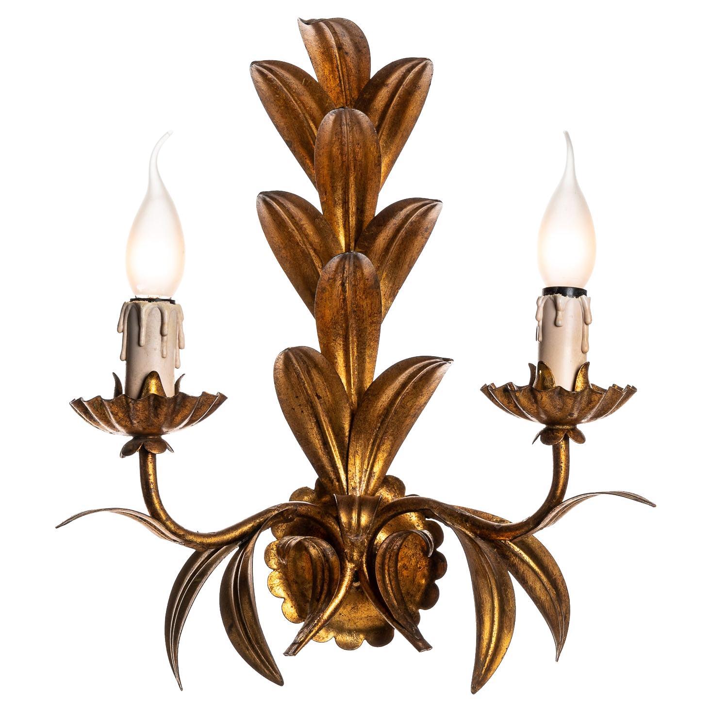 1970s Gilt Metal Wall Light by Hans Kögl For Sale