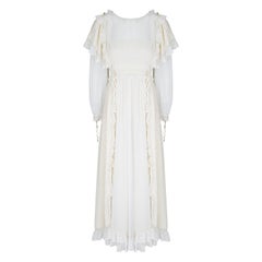 Abito da sposa Gina Fratini anni '70 in seta e pizzo color crema