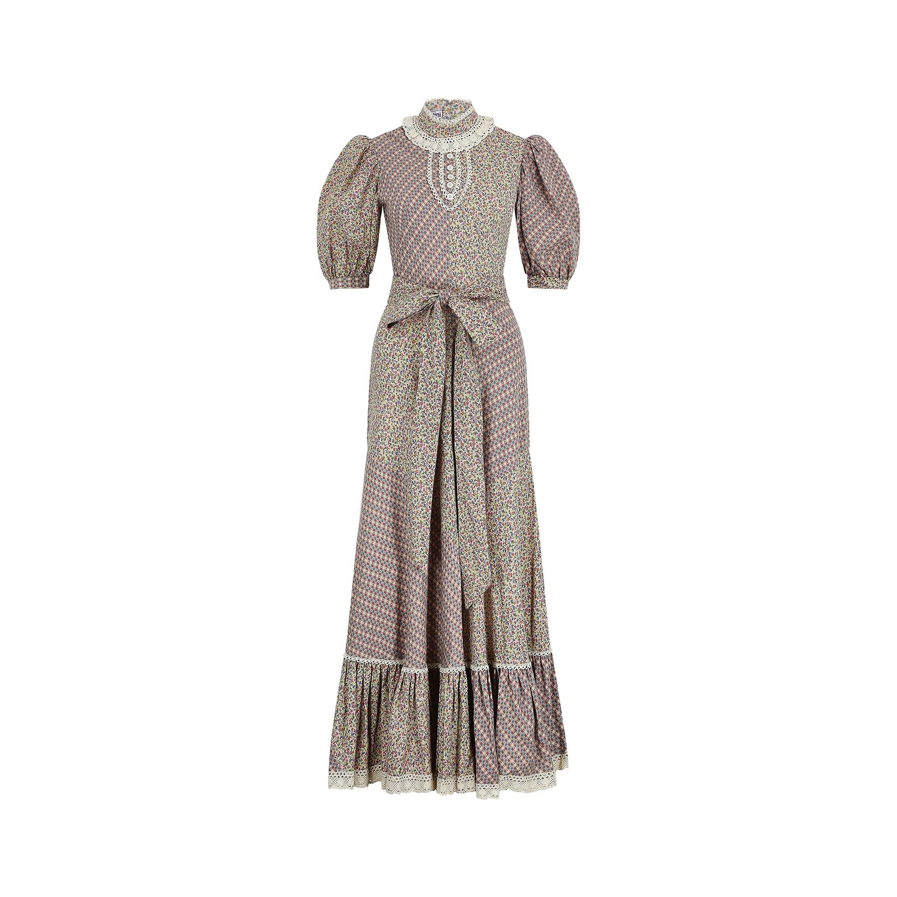 Donna Gina Fratini, abito patchwork con stampa floreale Boho degli anni '70 in vendita