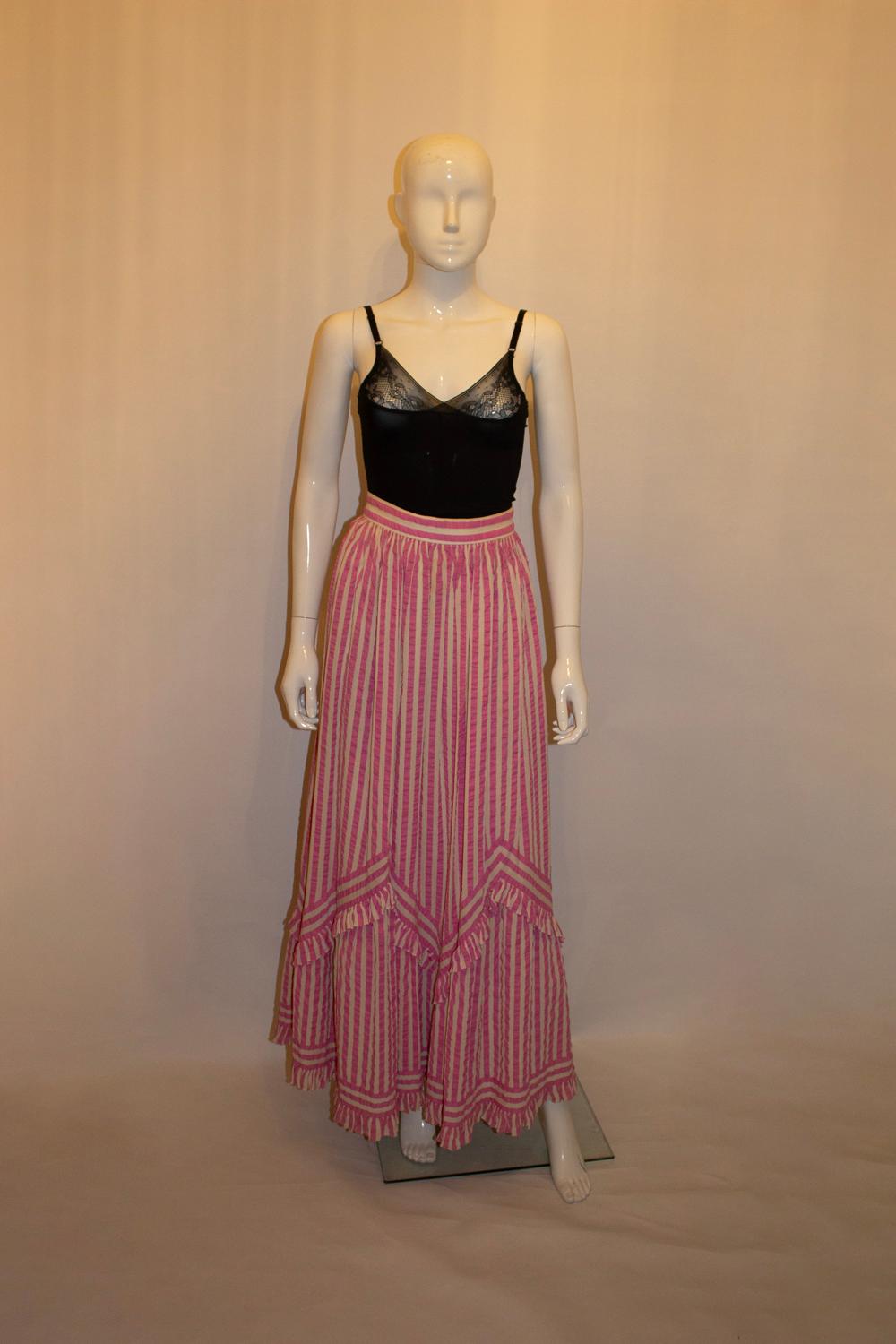 Gina Fratini anni '70 Gonna a righe bianche e rosa in vendita 1