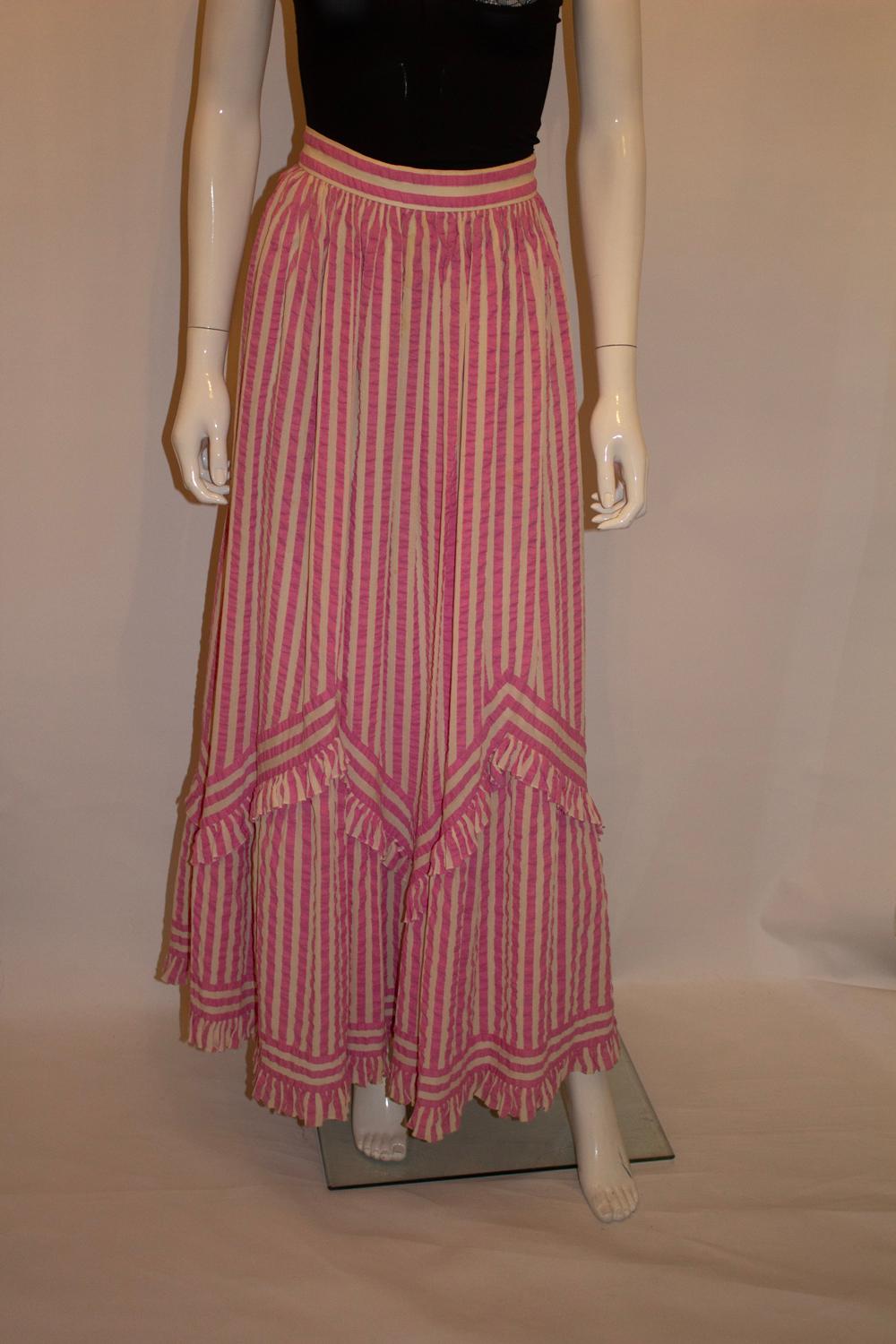 Gina Fratini anni '70 Gonna a righe bianche e rosa in vendita 2