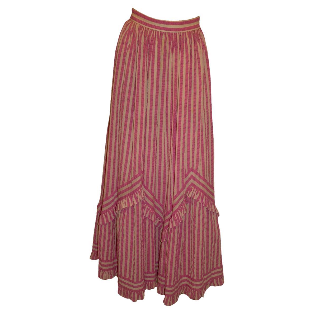 Gina Fratini anni 
70 Gonna a righe bianche e rosa