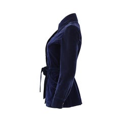 1970s Gina Italian Sophisticates Navy Cotton Velvet Jacket