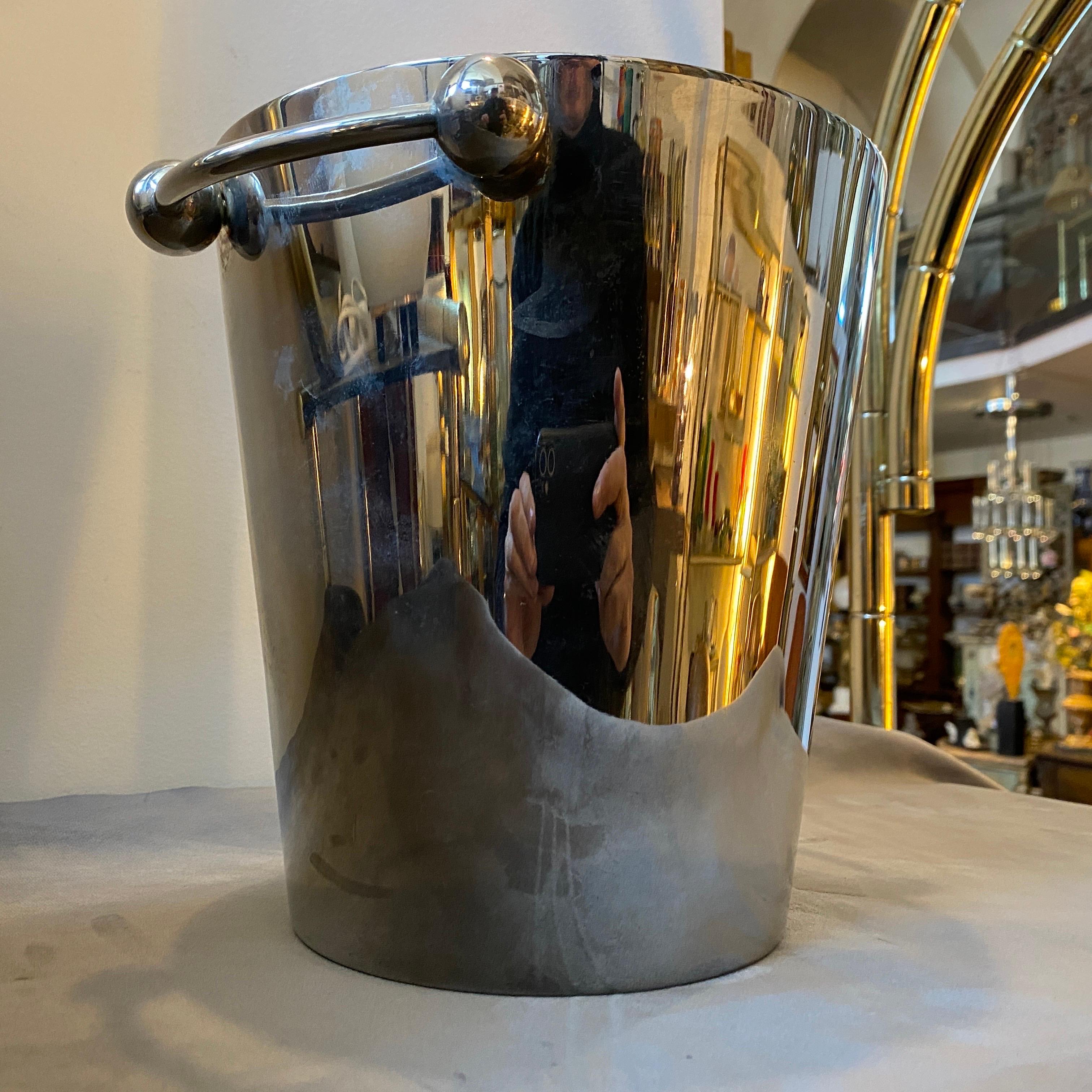 1970s Giò Ponti Style Modernist Italian Silver Plated Italian Wine Cooler In Good Condition For Sale In Aci Castello, IT