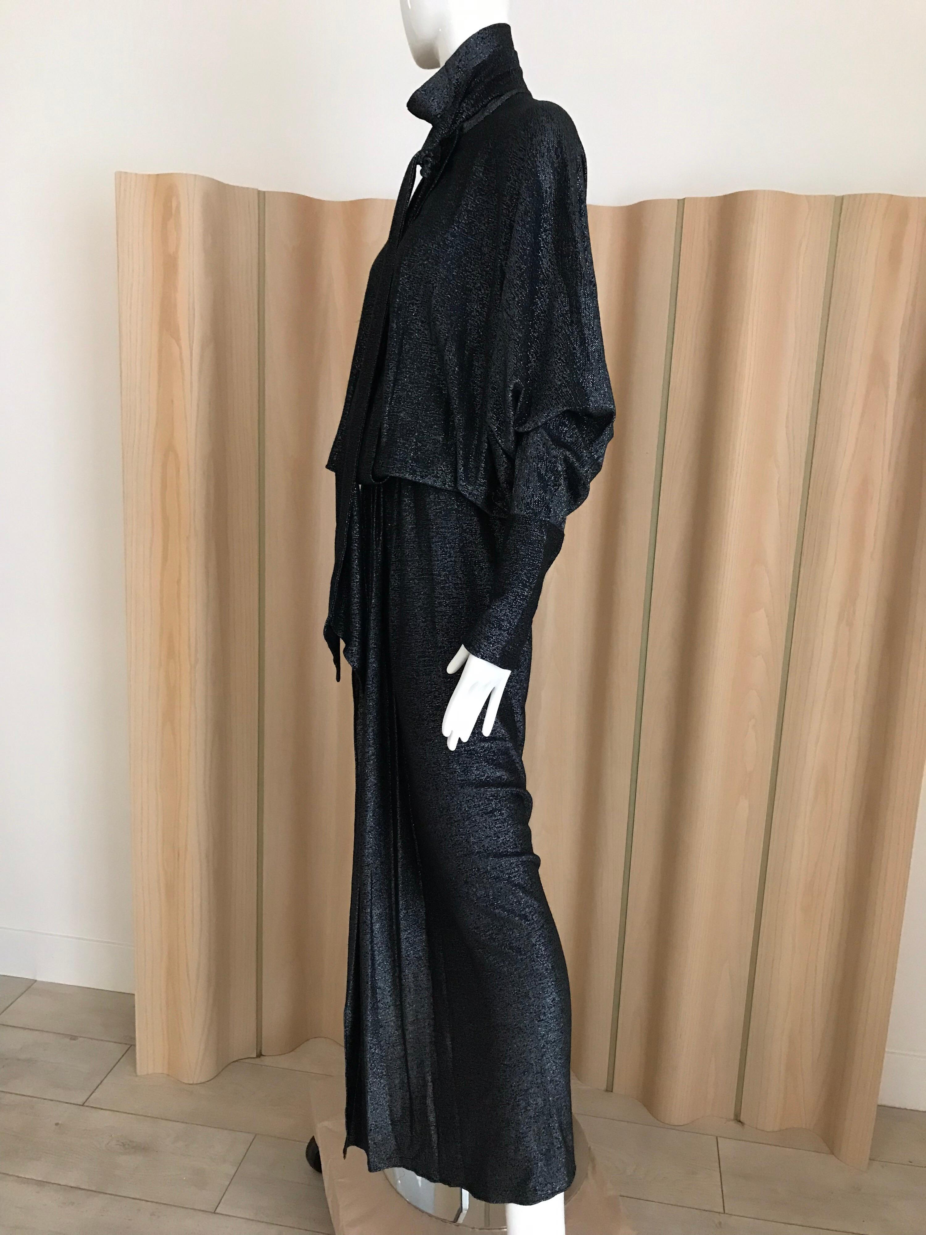 1970s Giorgio di Sant Angelo Black Metallic  Knit jersey Dress 2