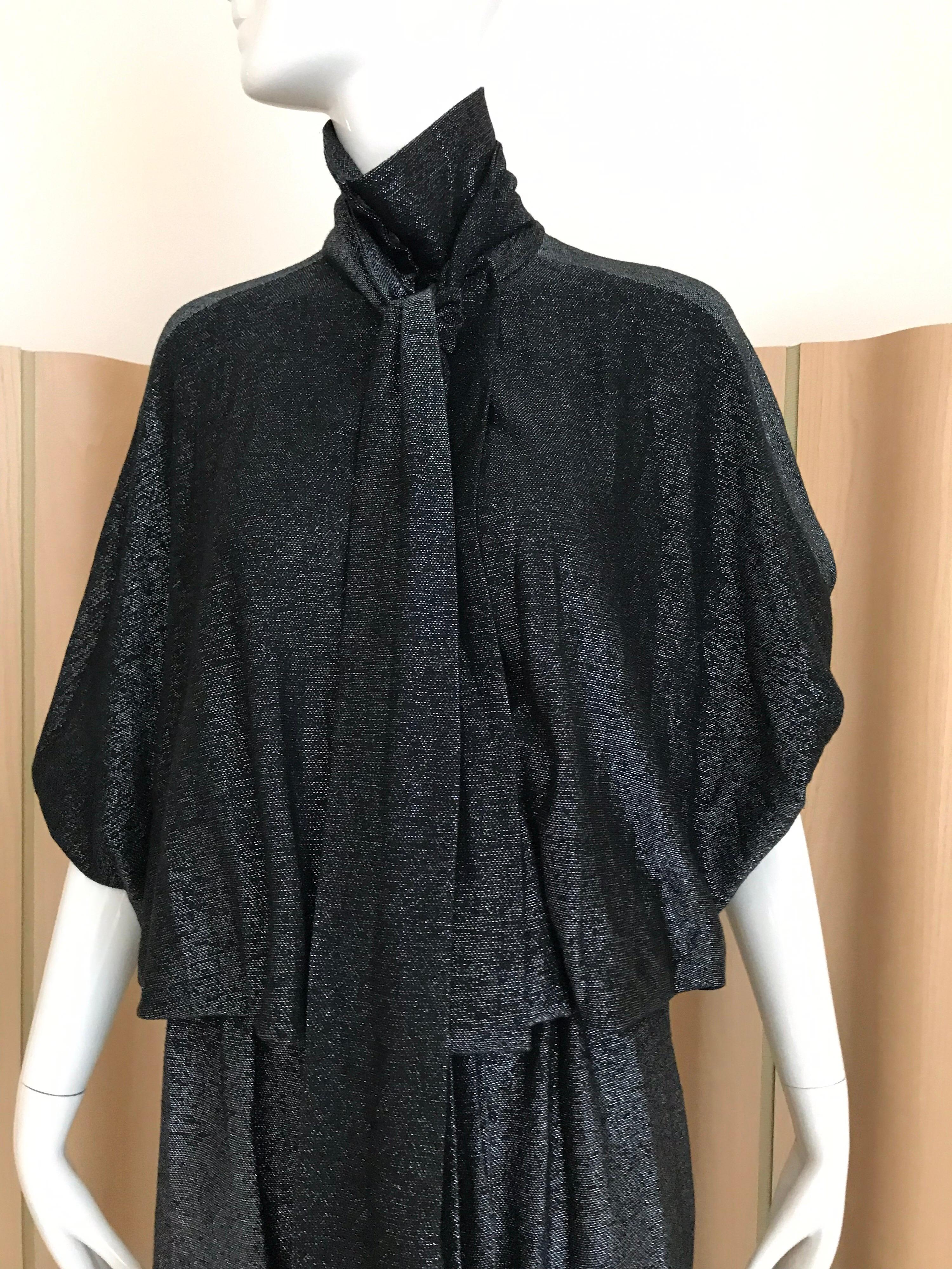 1970s Giorgio di Sant Angelo Black Metallic  Knit jersey Dress 3