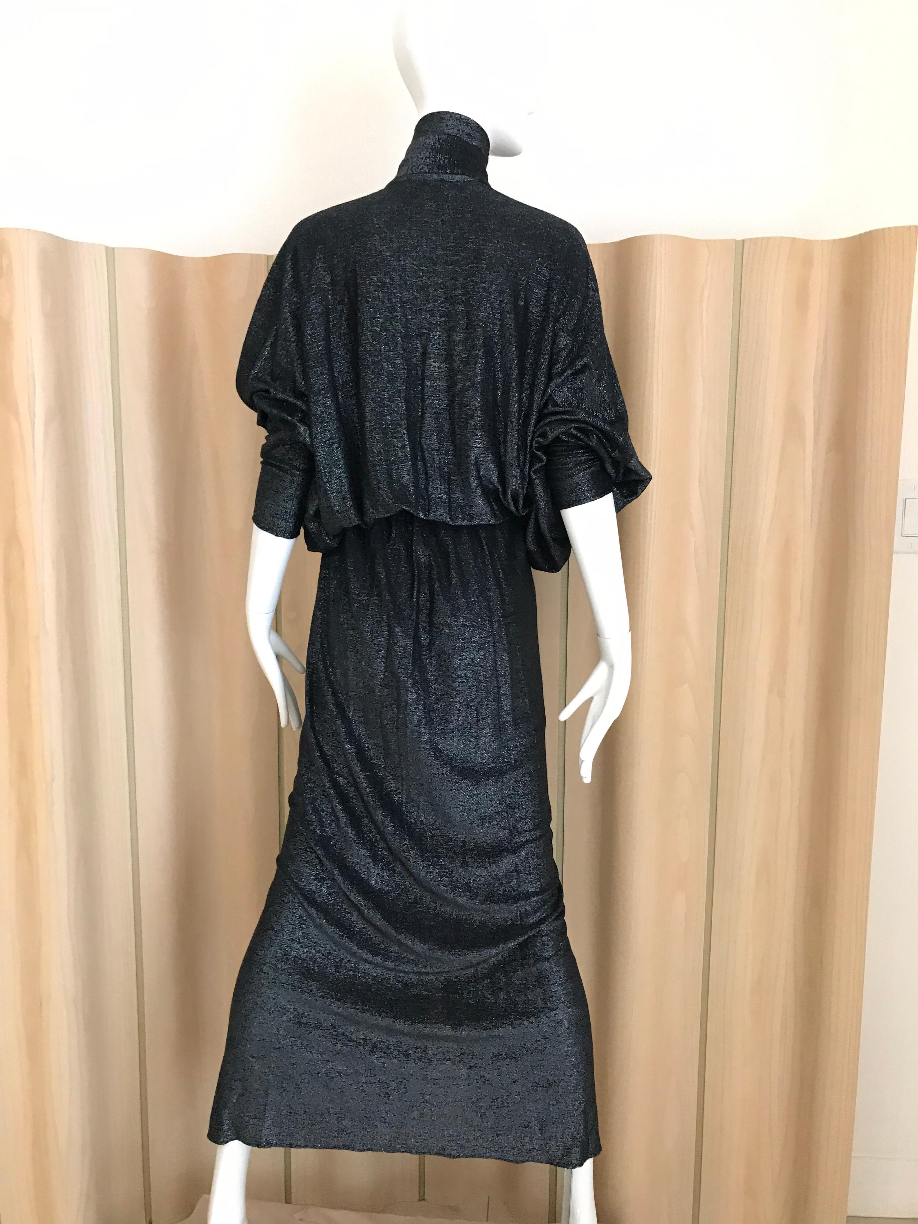 1970s Giorgio di Sant Angelo Black Metallic  Knit jersey Dress 5