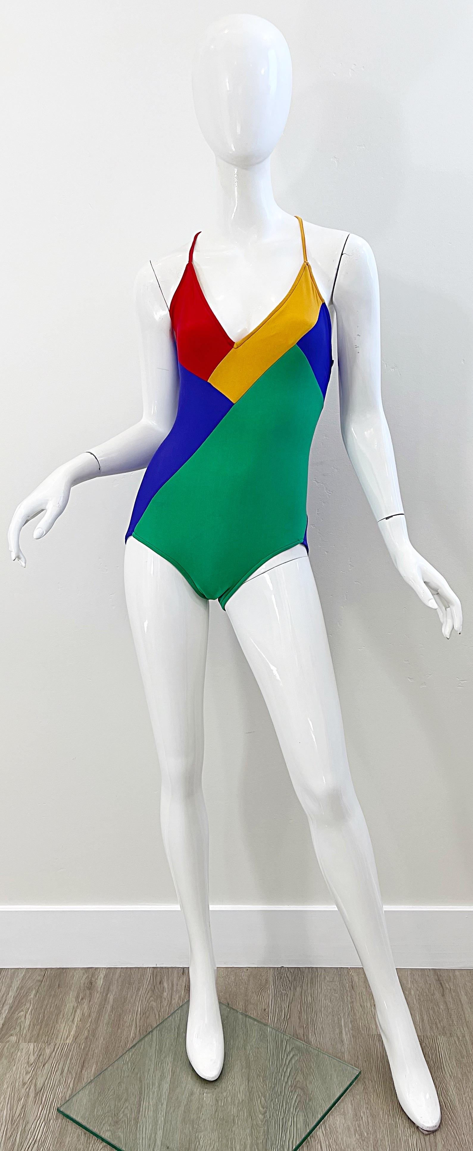 1970s Giorgio di Sant Angelo Color Block One Piece Vintage Swimsuit / Bodysuit 4