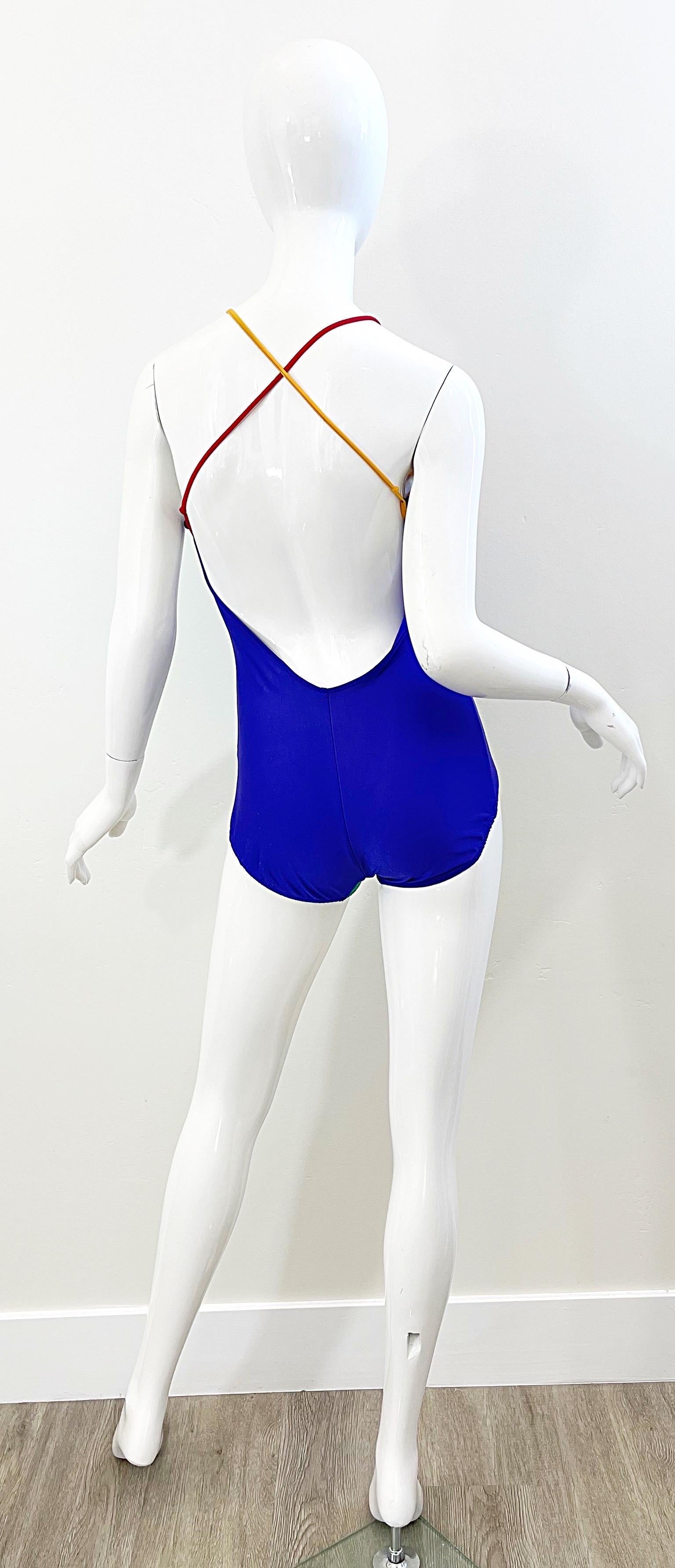 1970s Giorgio di Sant Angelo Color Block One Piece Vintage Swimsuit / Bodysuit In Excellent Condition In San Diego, CA