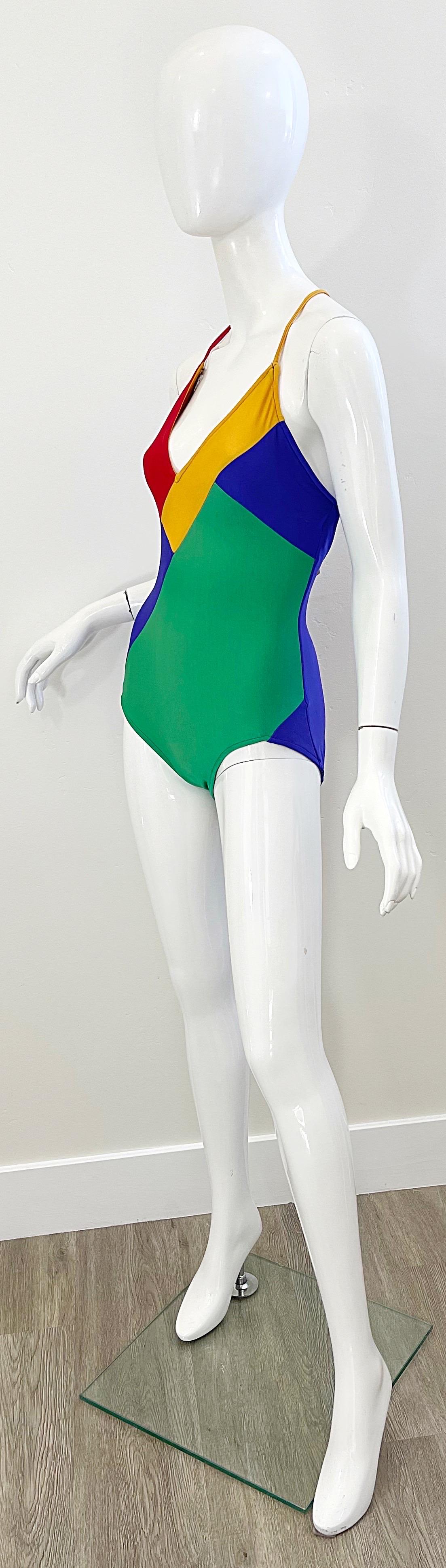 1970s Giorgio di Sant Angelo Color Block One Piece Vintage Swimsuit / Bodysuit 1