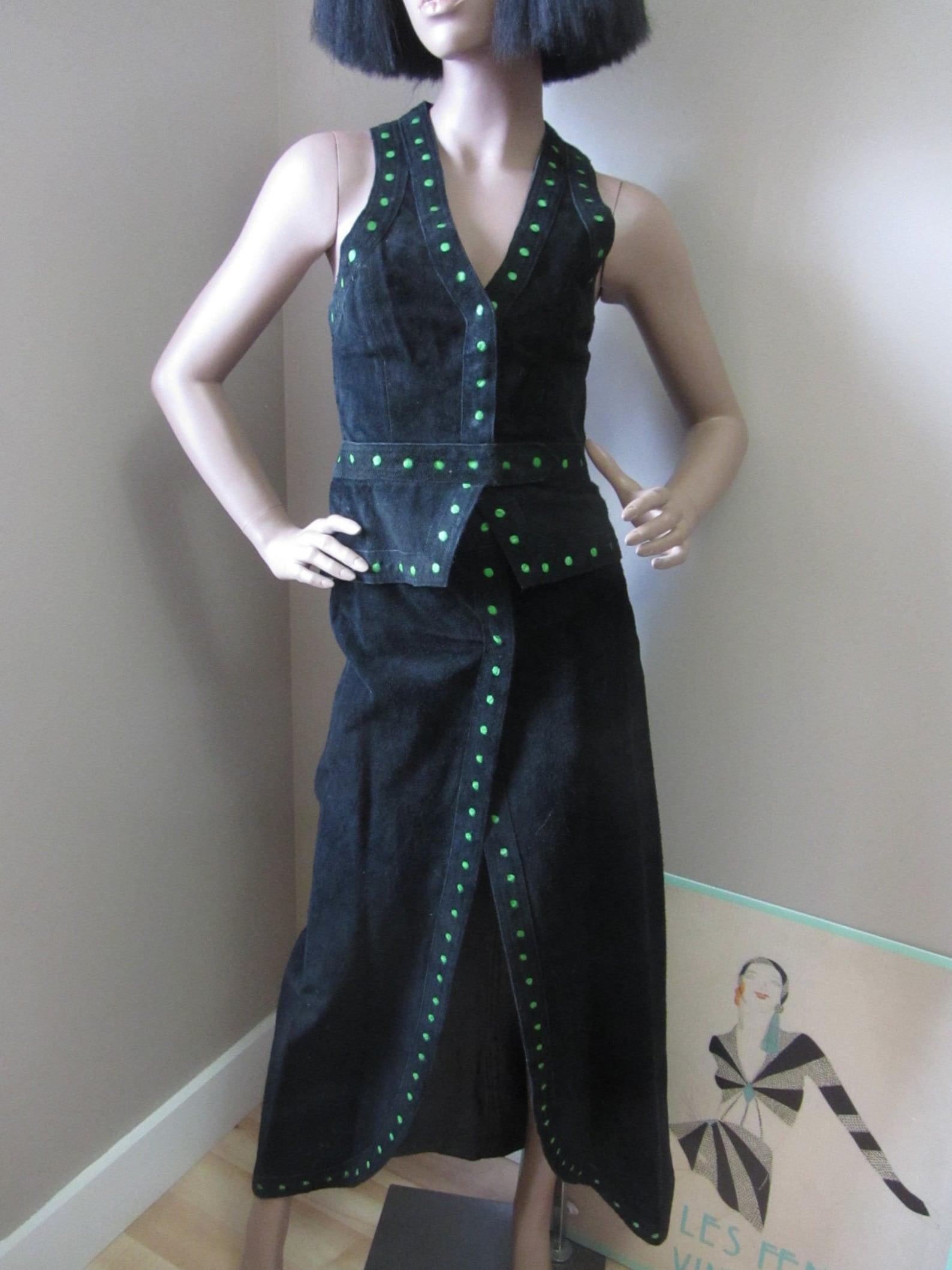1970s Giorgio di Sant Angelo Suede Vest and Skirt Ensemble For Sale 4