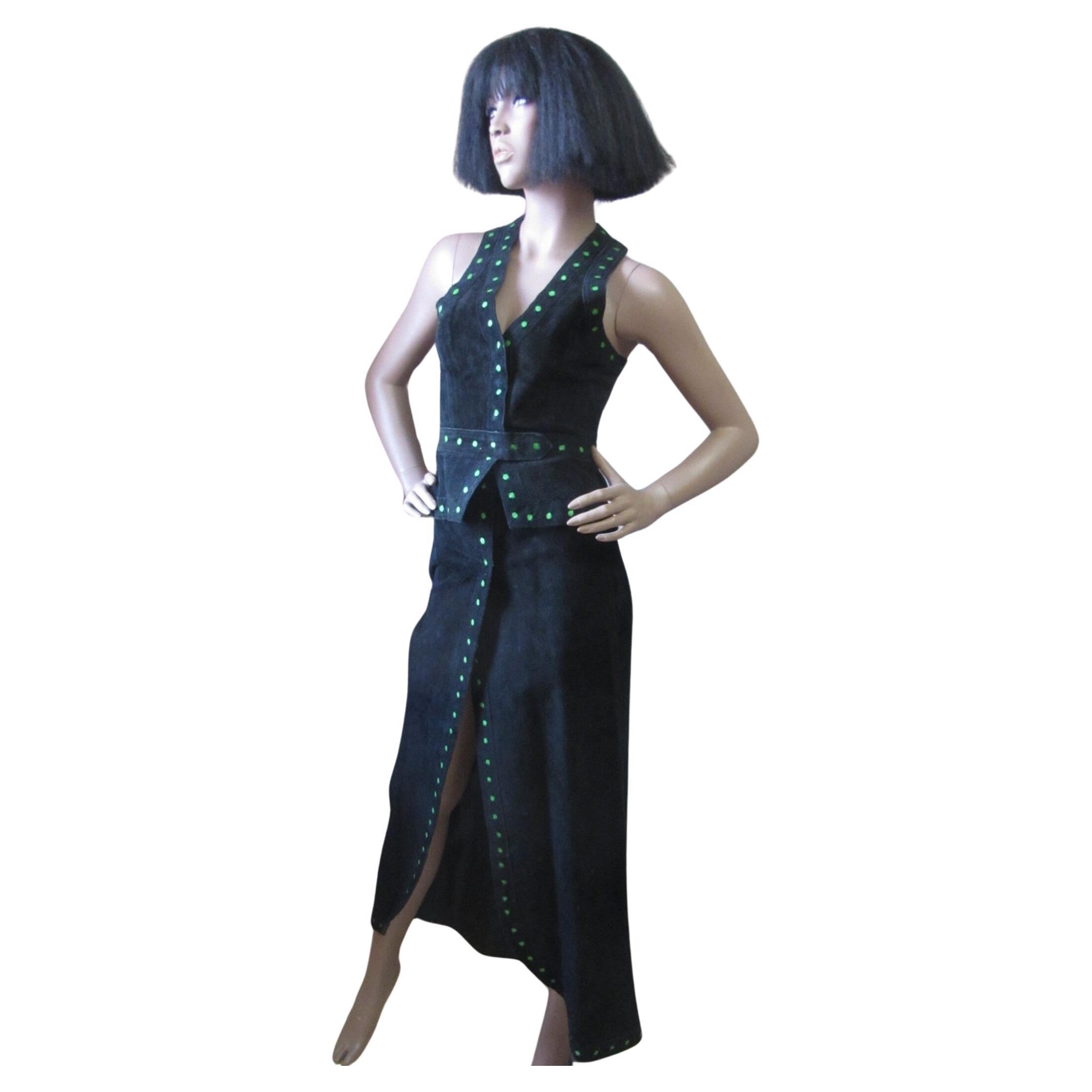 1970s Giorgio di Sant Angelo Suede Vest and Skirt Ensemble For Sale