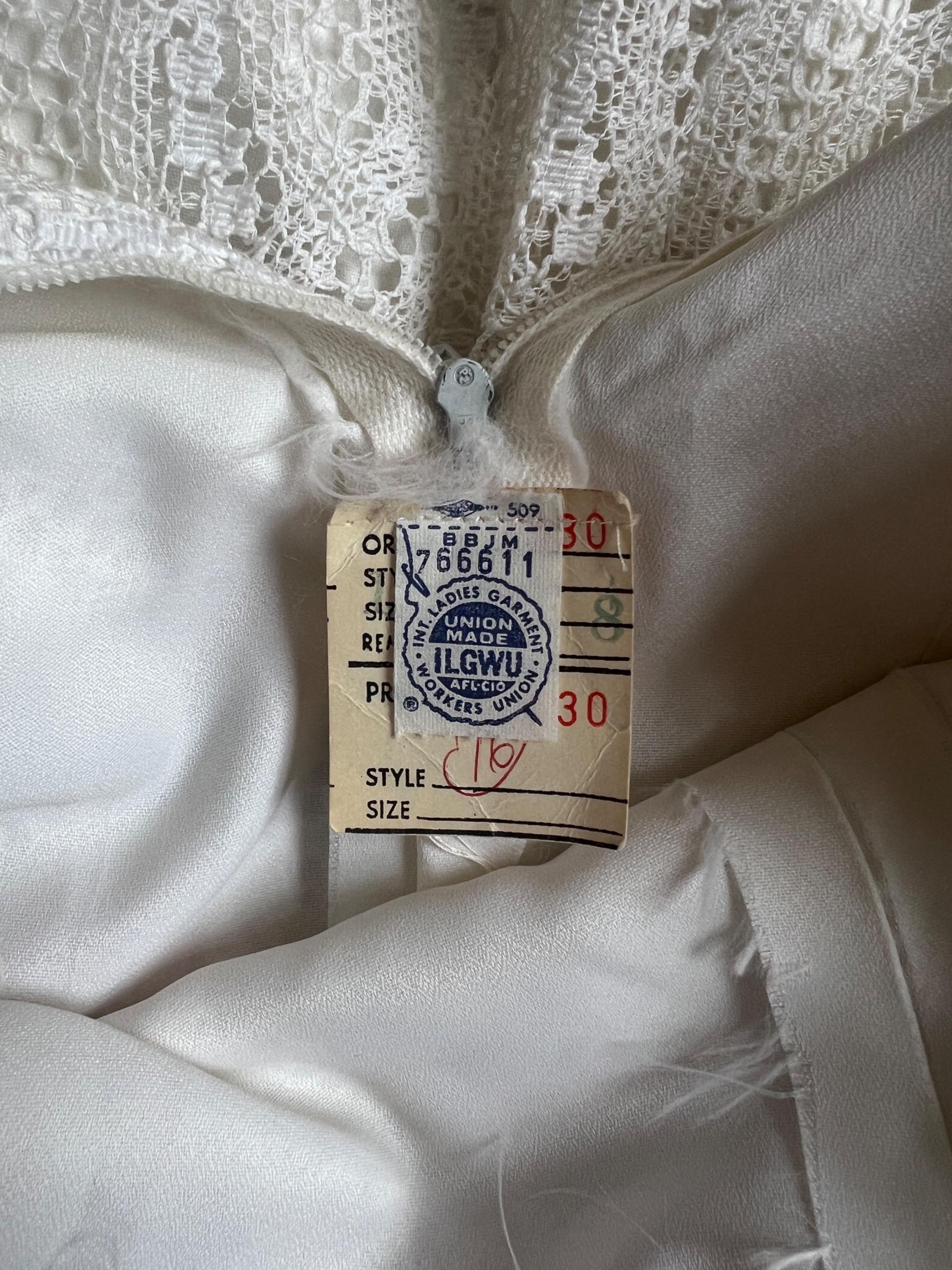 Women's 1970s Giorgio di Sant' Angelo White Crochet Maxi Dress with Ribbon For Sale