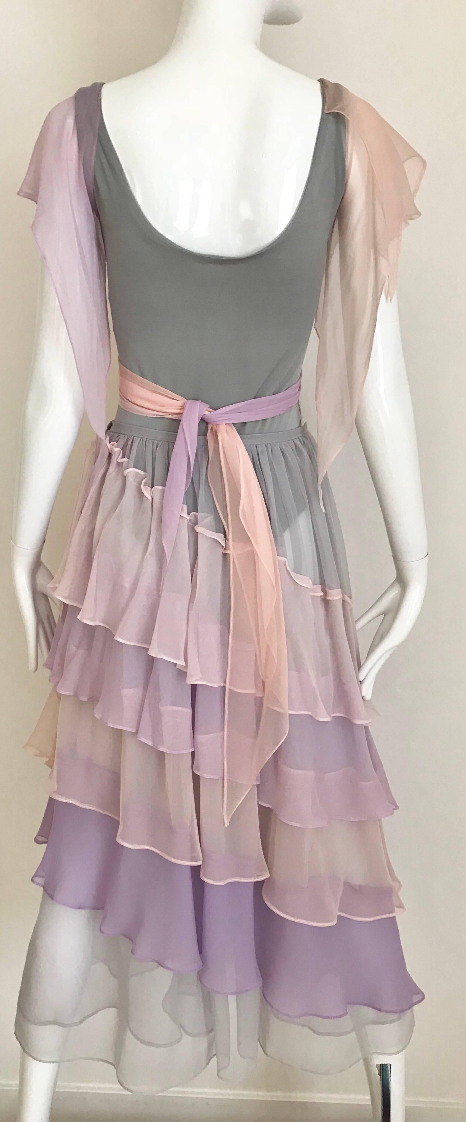 Giorgio di Sant’Angelo Lavender and Pink Bodysuit Skirt Set, 1970s  2