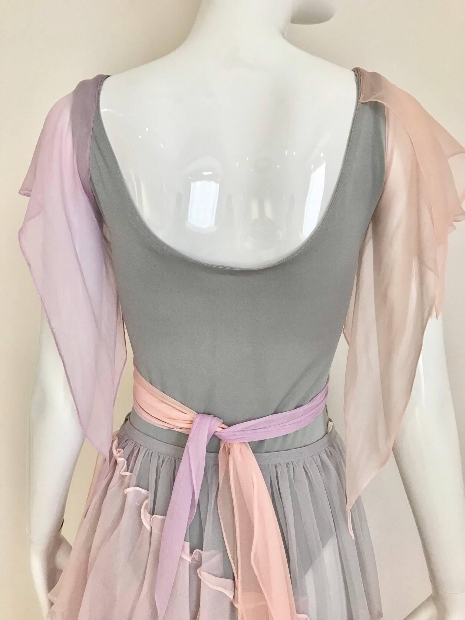 Giorgio di Sant’Angelo Lavender and Pink Bodysuit Skirt Set, 1970s  1