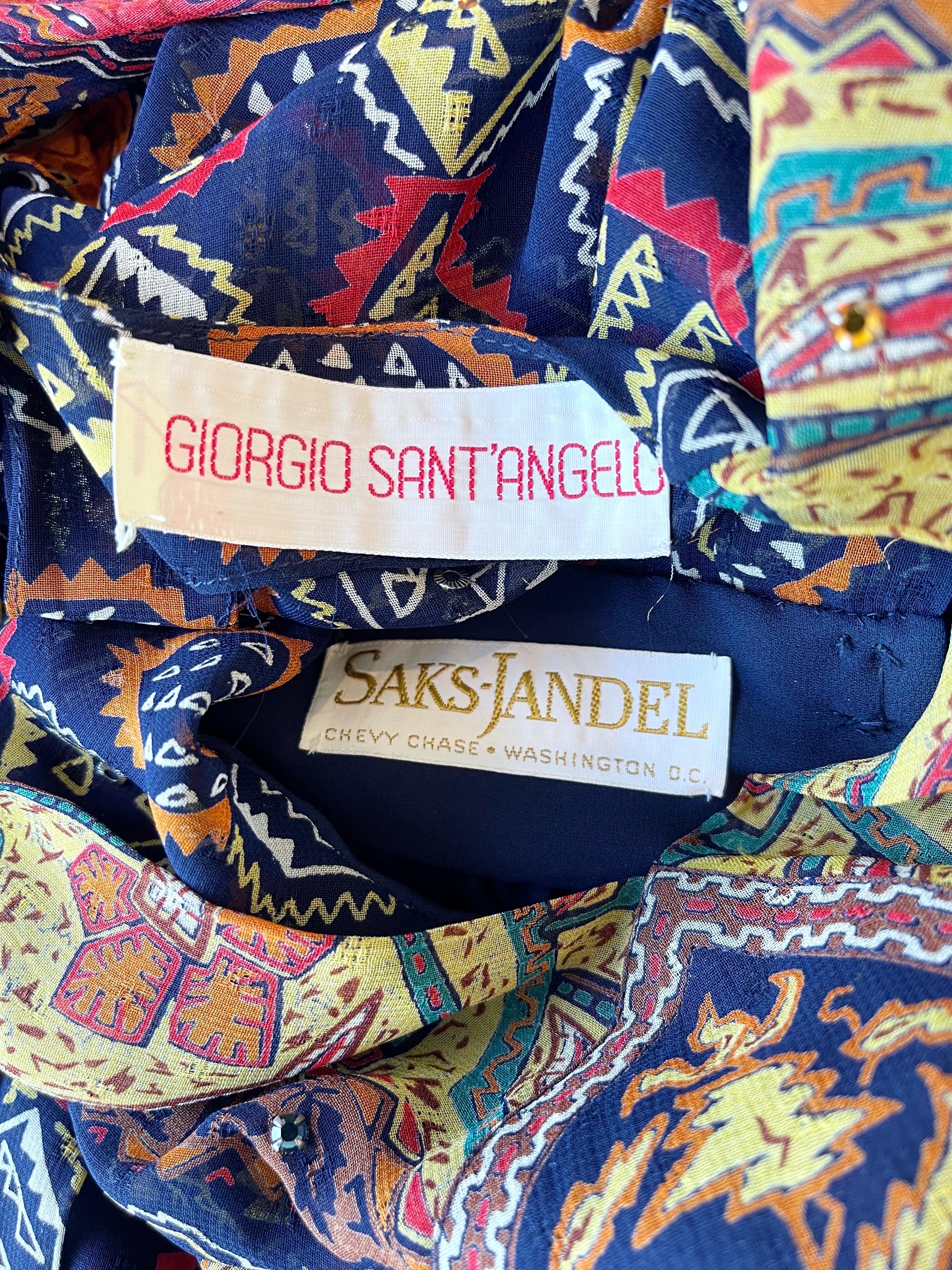 Marron Giorgio Saint Angelo - Robe vintage style bohème en mousseline de soie avec strass, vintage, années 1970 en vente