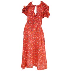 1970s Giorgio Sant Angelo Red Cold Shoulder Midi Dress