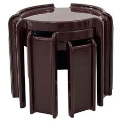 1970s Giotto Stoppino for Kartell Italian Modern Nesting Tables Brown Set of 3