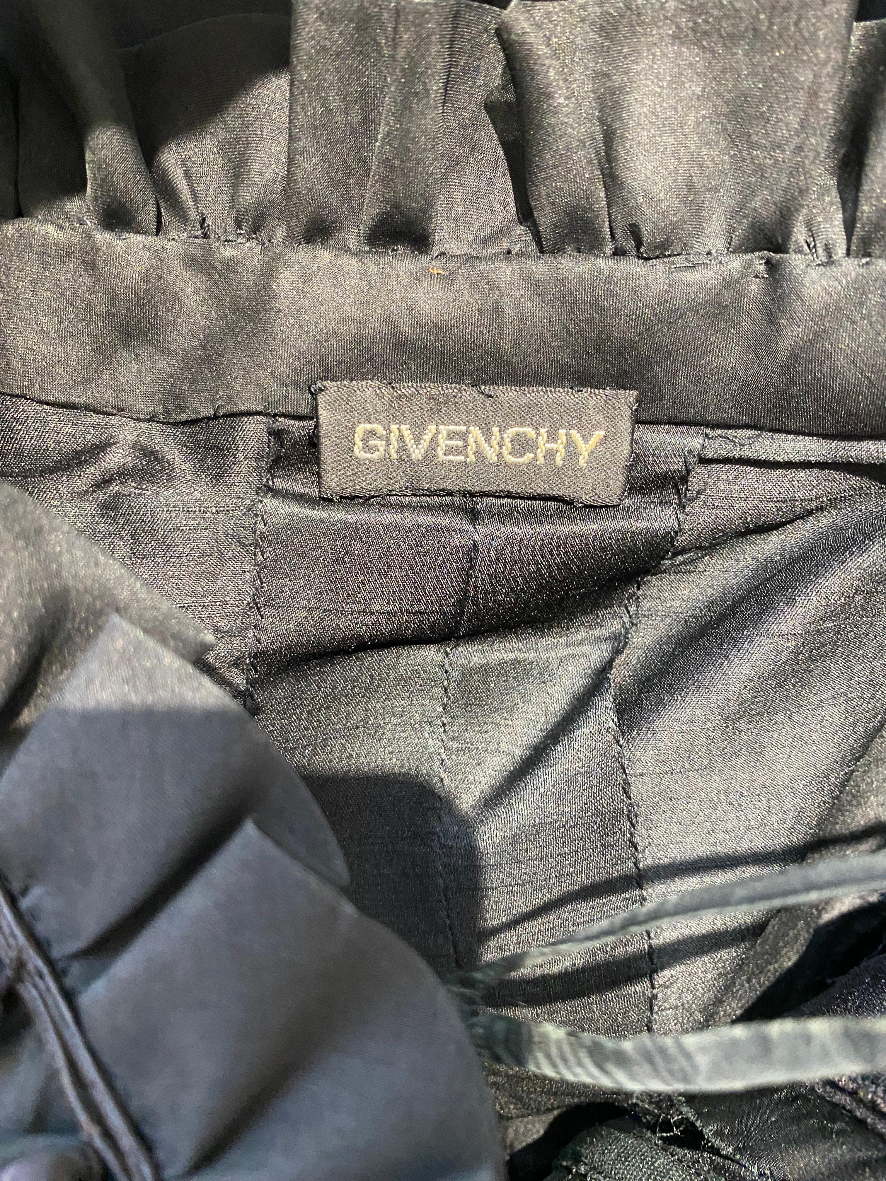 1970s GIVENCHY Black Strapless Silk Organza with detachable sleeves In Good Condition For Sale In Beverly Hills, CA