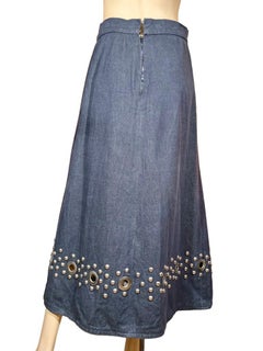 1970’s Givenchy Blue Denim Long Maxi Skirt for Bergdorf Goodman