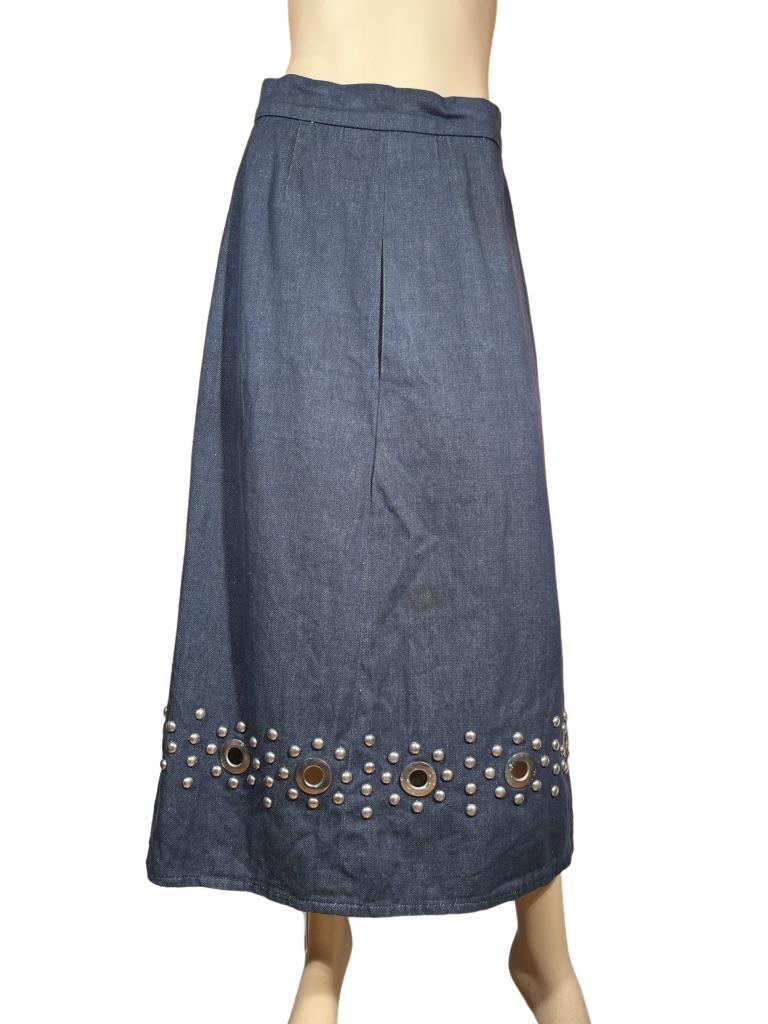 1970’s Givenchy Blue Denim Long Maxi Skirt for Bergdorf Goodman 1