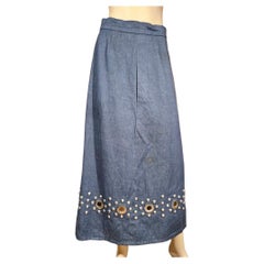 1970’s Givenchy Blue Denim Long Maxi Skirt for Bergdorf Goodman
