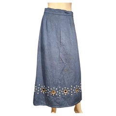 Maxi gonna lunga in denim blu Givenchy degli anni '70 per Bergdorf Goodman