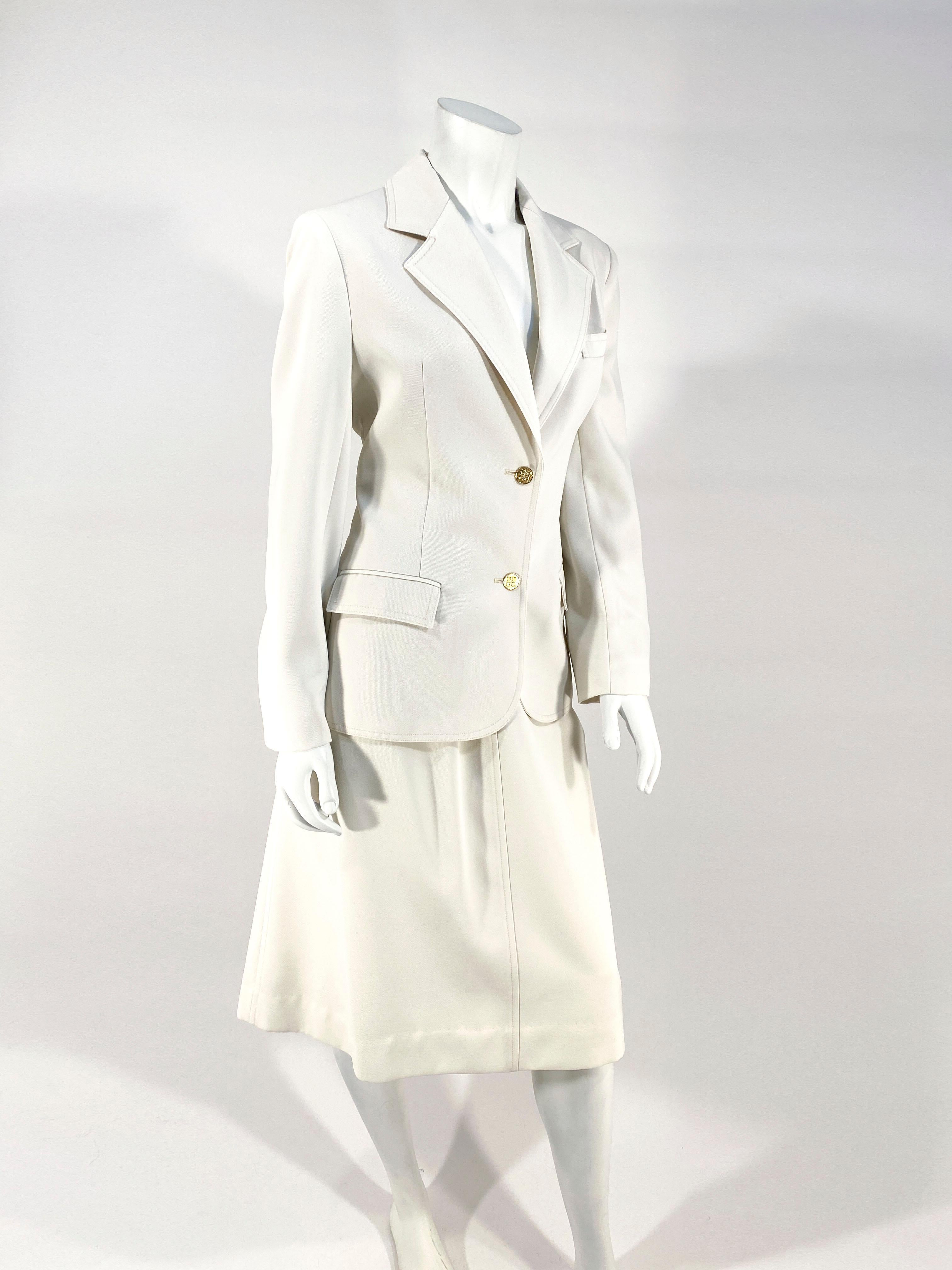 1970er cremefarbener Givenchy-Sportanzug (Grau)