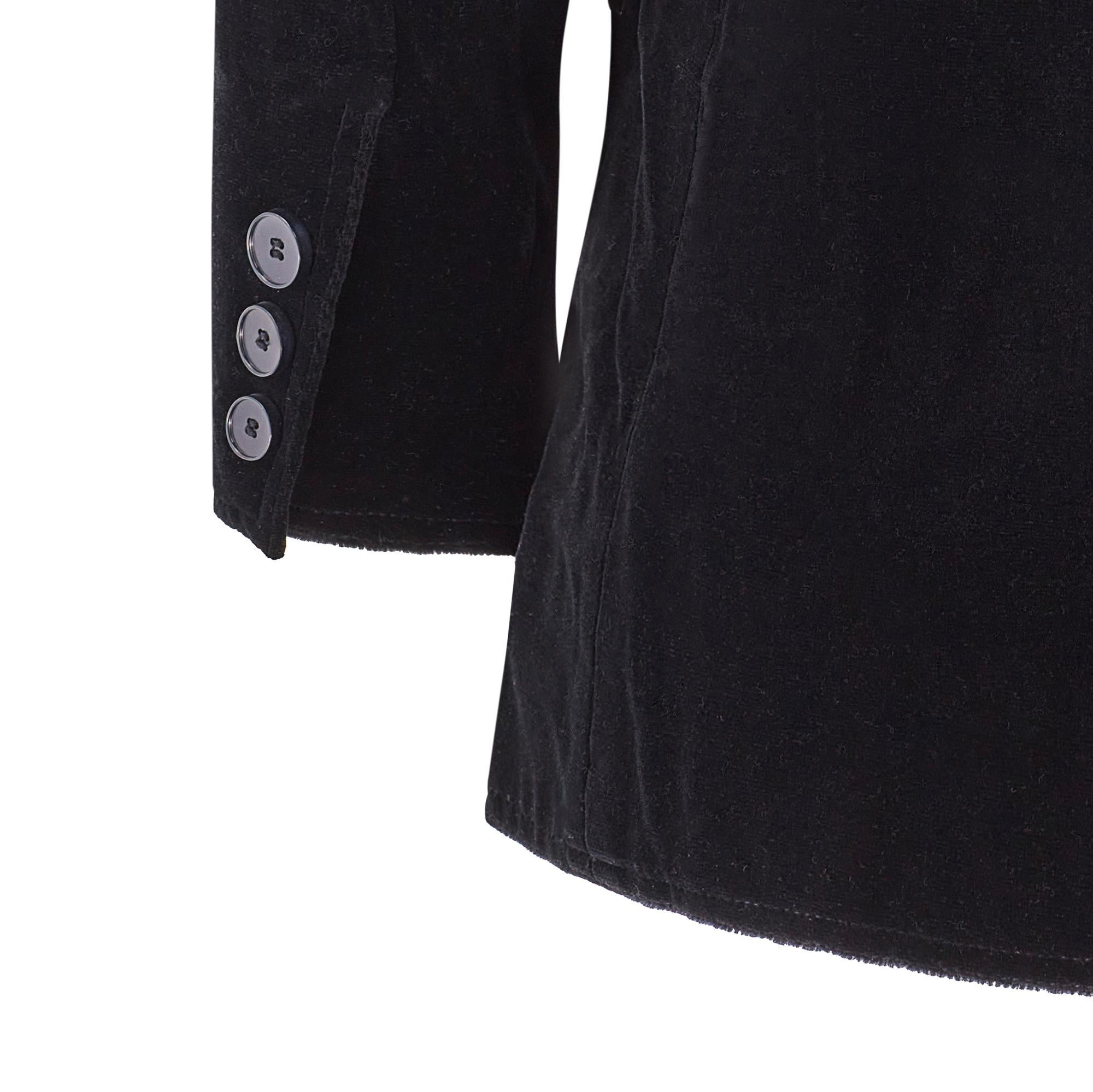 1970er Givenchy Nouvelle Boutique Schwarze Samtjacke mit zwei Brüsten Damen im Angebot