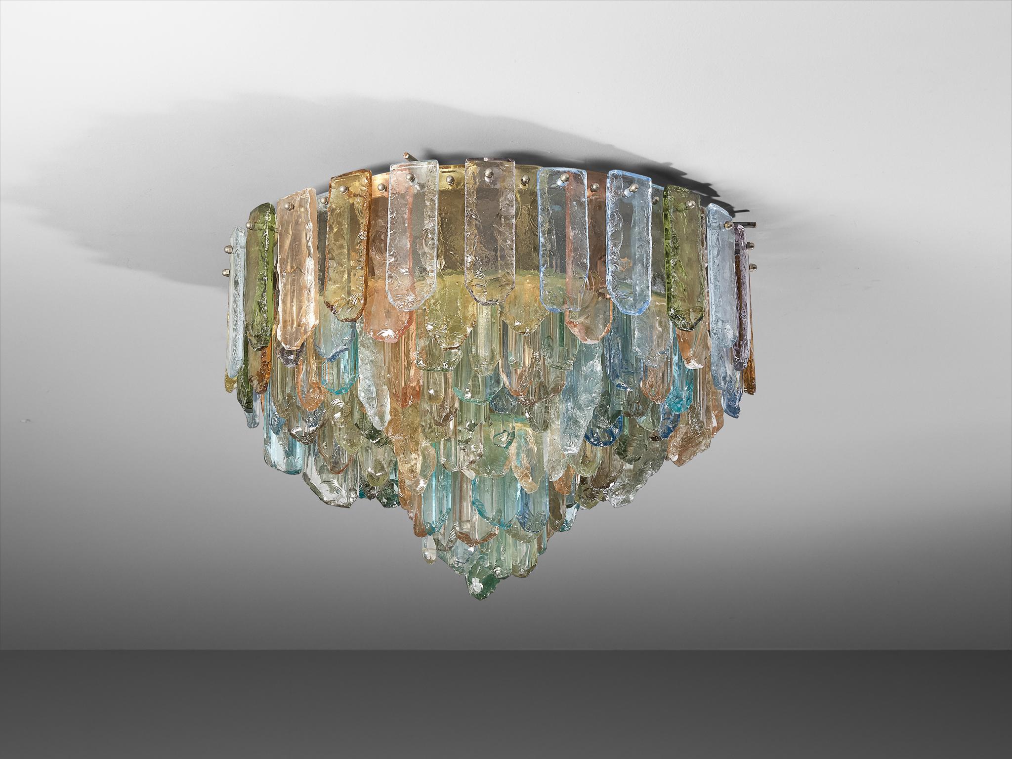 1970s Glamorous Guido Polloni Chandelier in Colored Glass im Angebot 2