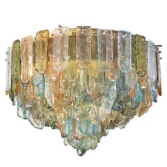 1970s Glamorous Guido Polloni Chandelier in Colored Glass