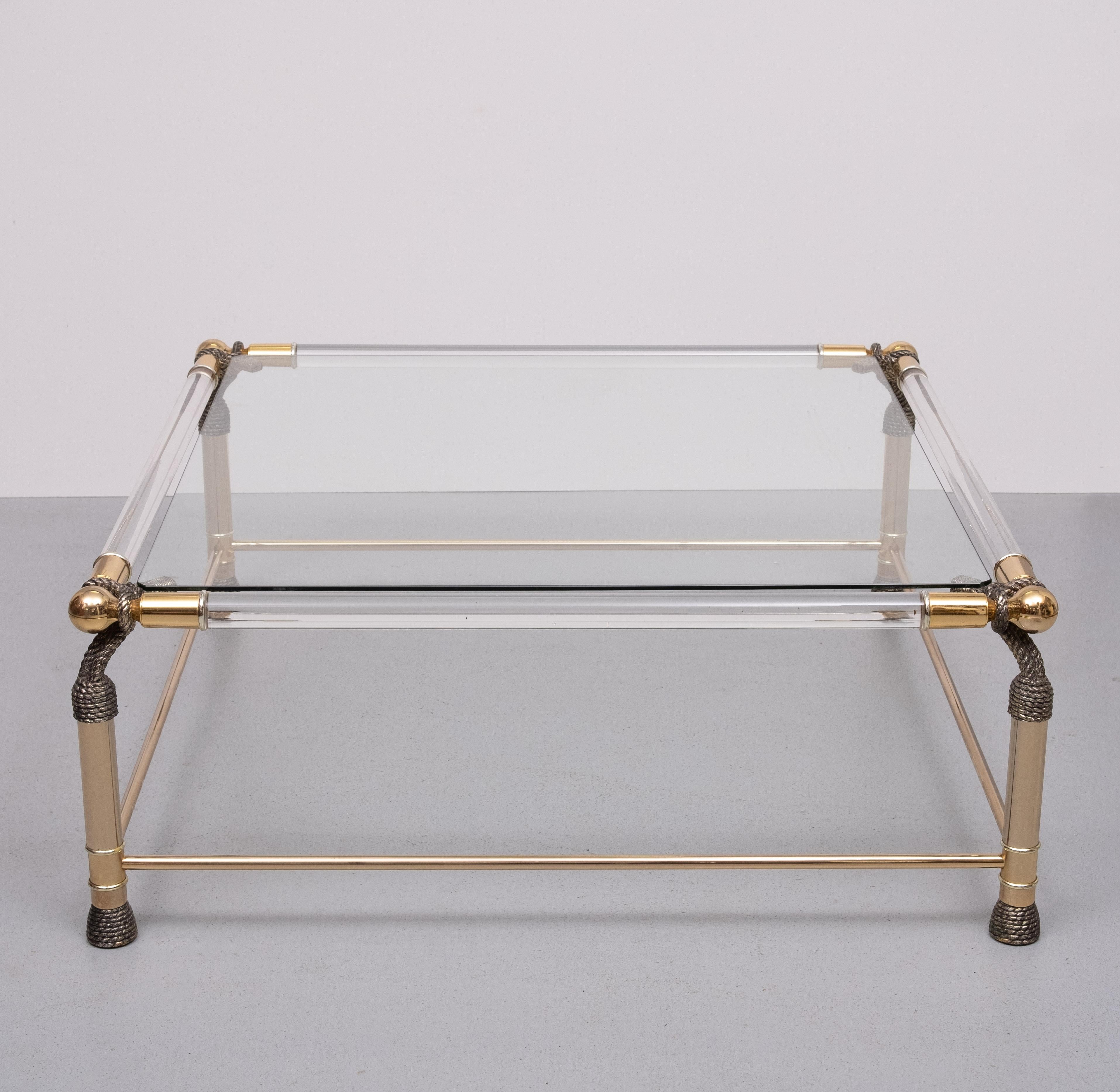 1970’s Glamorous Hollywood Regency  Glass, Brass & Acrylic Coffee Table 3