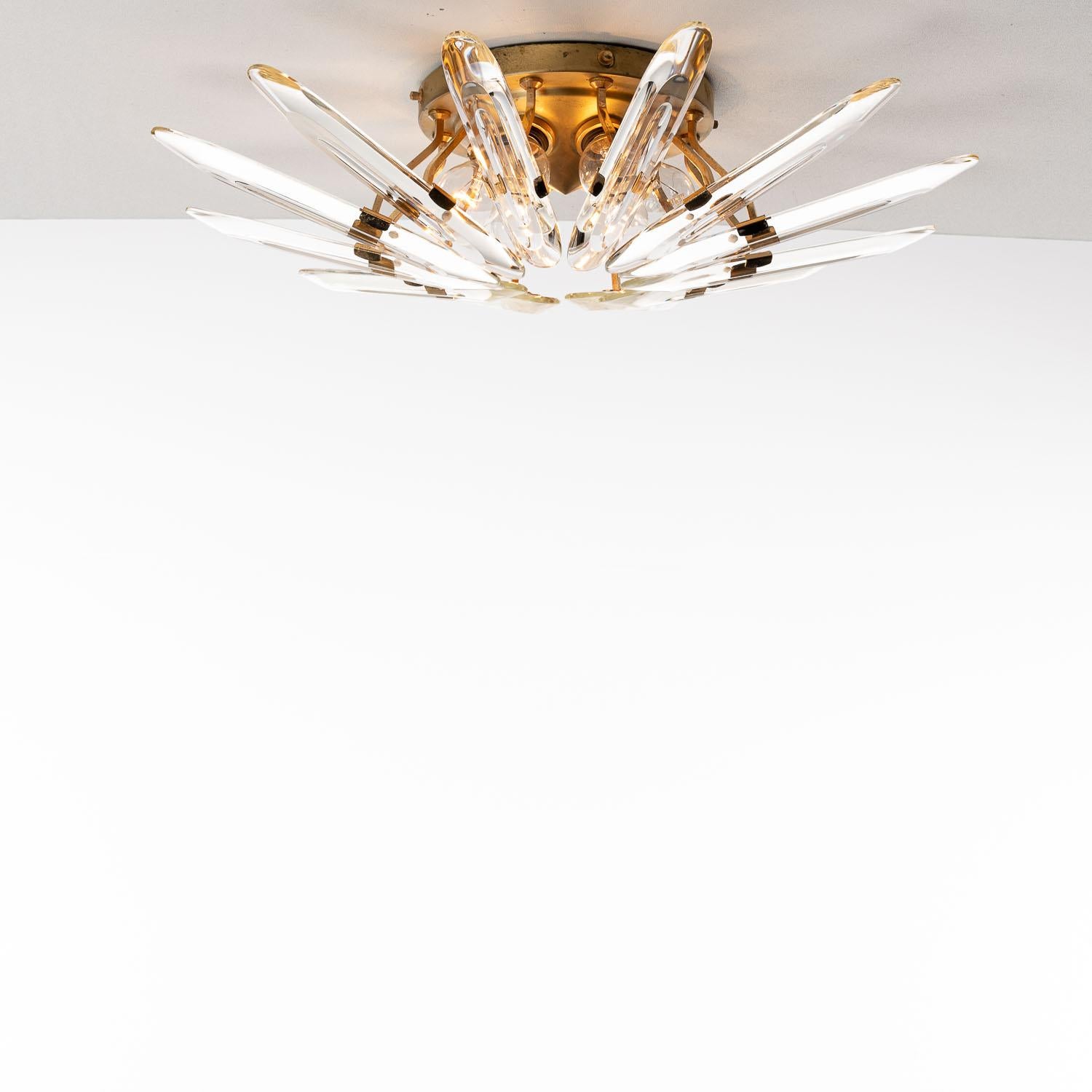 1970s Glass and Brass Ceiling Light or Wall Light by Sciolari 6