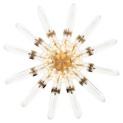 Vintage 1970s Glass and Brass Ceiling Light or Wall Light by Sciolari