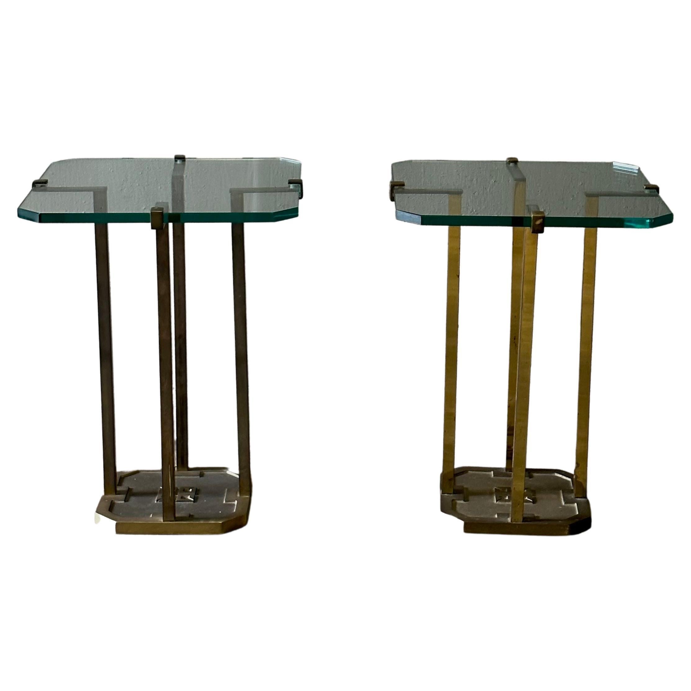1970s Glass and Brass Side Table by Peter Ghyczy
