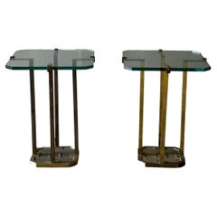 1970s Glass and Brass Side Table by Peter Ghyczy