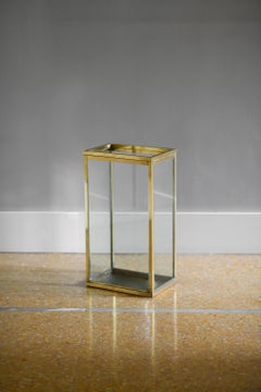1970s Glass and Brass Umbrella Stand