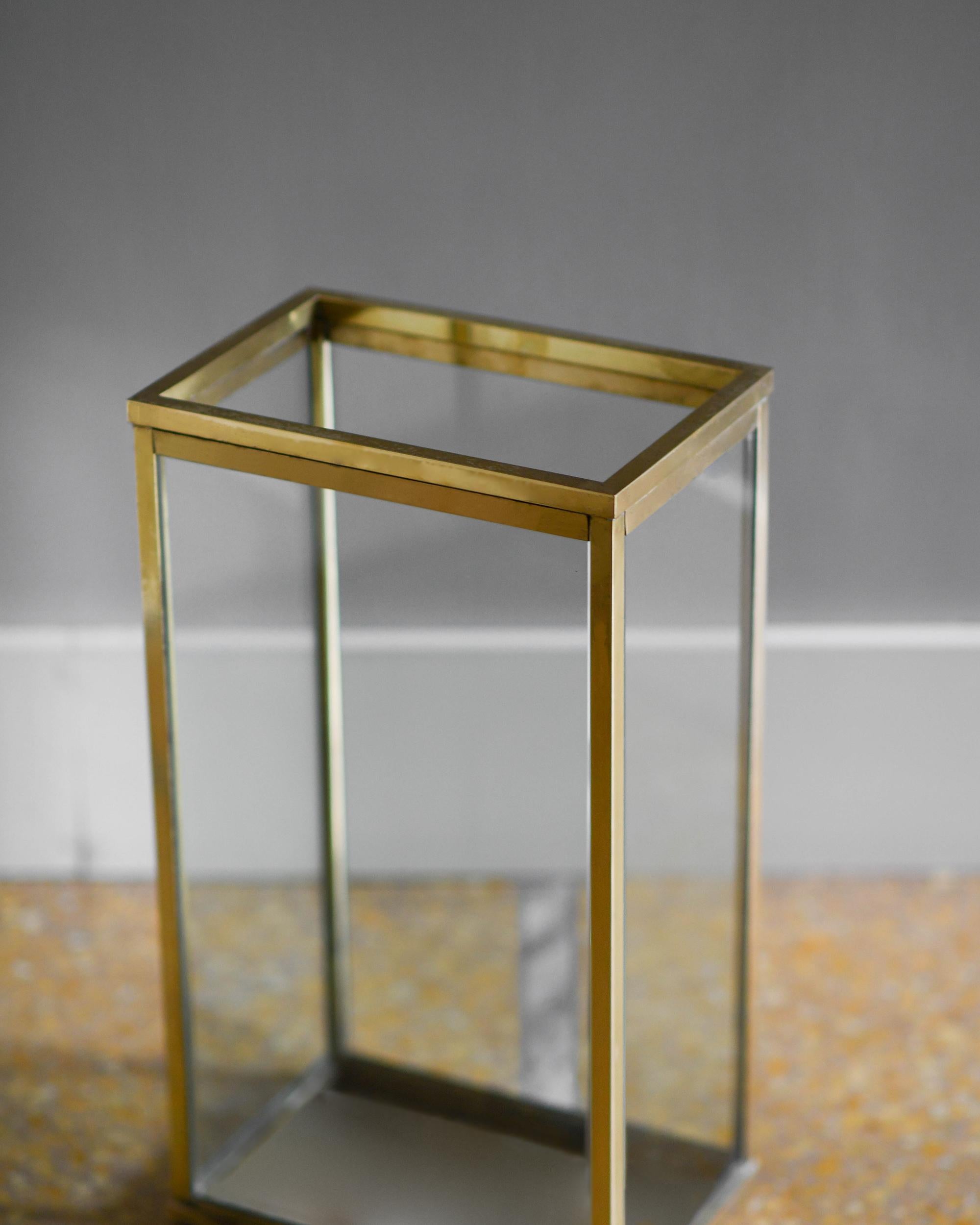 Italian 1970s Glass and Brass Umbrella Stand For Sale
